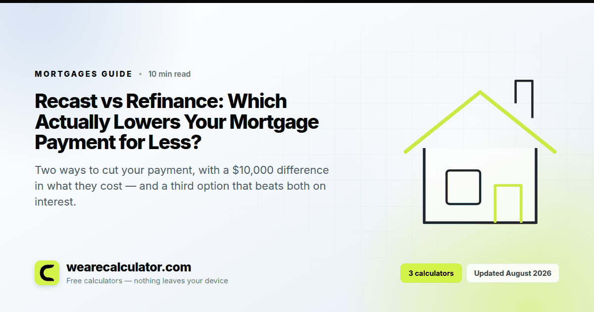 Recast vs Refinance: Which Actually Lowers Your Mortgage Payment for Less? — Mortgages guide from We Are Calculator
